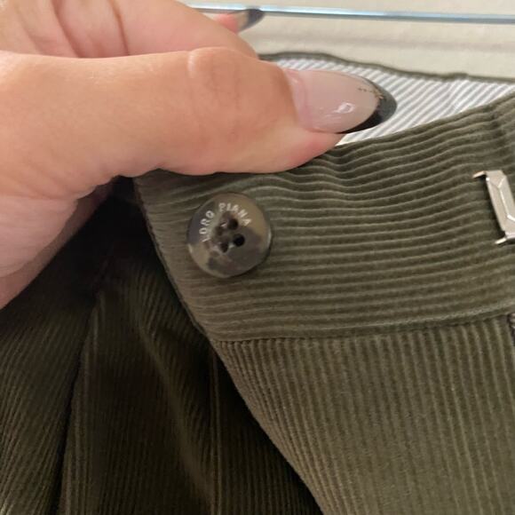 Loro Piana Pantaflat cotton corduroy slim pants in Green/Brown  sz 48 US 33 - Picture 5 of 9